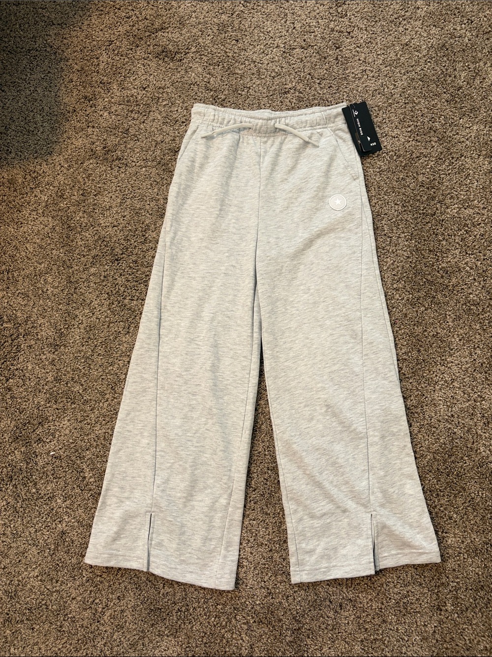 Converse Kids Light Gray Wide-Leg Sweatpants